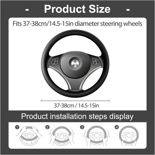 Rattdeksel for kvinner - Glitrende diamantglitter biltilbehør, 38 cm universal (hvit diamant)‘-FY