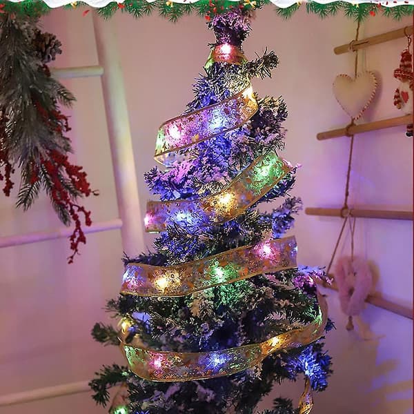 Christmas Tree Ribbon String Lights, LED String Lights Party Decoration Window Curtain 40 Lights LED Lights