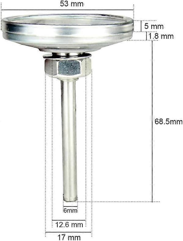 BBQ Røgtermometer Kulgrilltermometer med Temperaturmåler 53mm