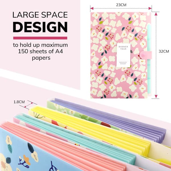 Utvidbar fil, utvidbar mappe A4, Rosa_max