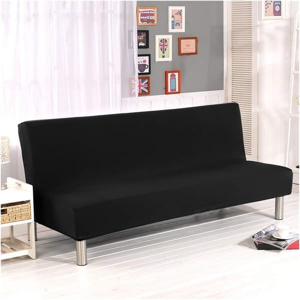Elastisk Clac-trekk 3-seters sofa, ensfarget teppe til stuen, svart