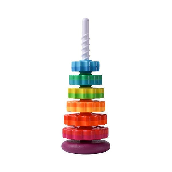 Stableleker for jenter og gutter, 1-3 år, Regnbue Ring Stableleker Julegaver Bursdagsgaver 6 Disker