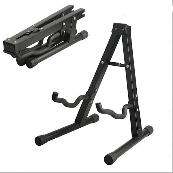 Black Iron Guitar Stand - Unique Foldable Design, Stable A-Frame Stand for Bass Display - Perfect