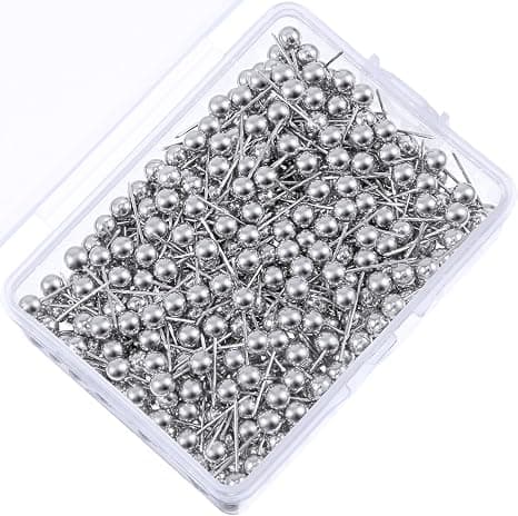 500-pack kartnålar, små kartnålar (silver, 1/8 tum)