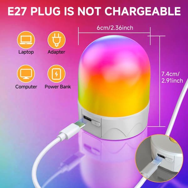 USB Rechargeable LED Lamp with Remote Control CCT+RGB+1800K Color Changing, Dimmable, Wireless Night Light