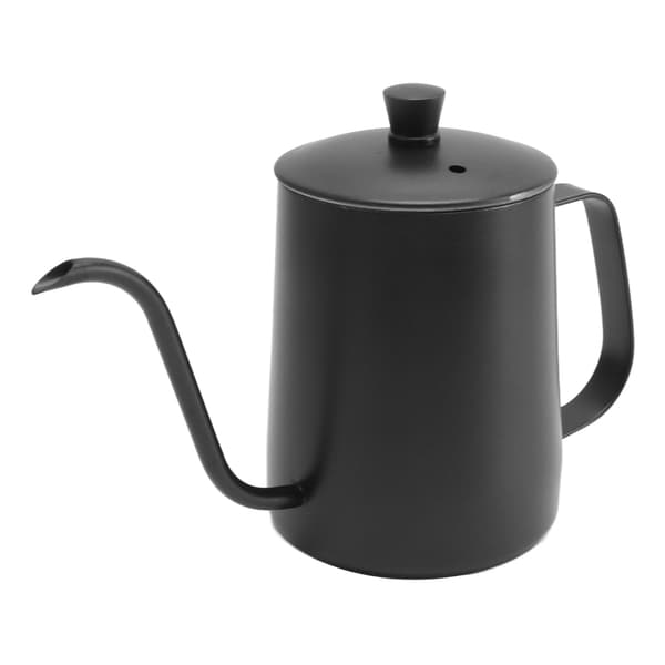 Svanhals kaffekande i rustfrit stål til Pour Over | 600 ml, sort med låg