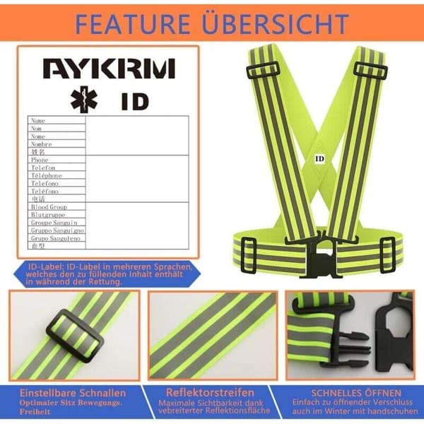 High Visibility Vest, 2-Pack Adjustable for Running, Cycling, Motorcycles