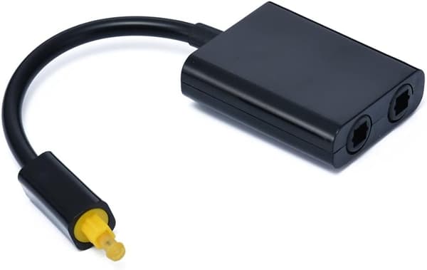 Dubbelport Digital Optisk Lydsplitter Adapter Fiber Optisk Lydkabel 1 ind 2 ud Sort