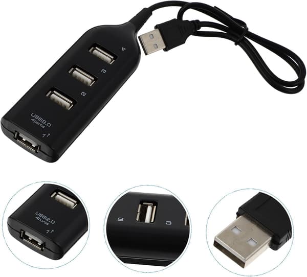 USB-hub 4-porters USB-forlenger for datamaskiner, bærbare datamaskiner, nettbrett, kompakt, lett USB 2.0-utvider