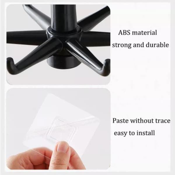 Heavy Duty Adhesive Hooks, Heavy Duty Wall Hooks, Wall Hooks, 360 Degree Rotating Adhesive Hooks, 7 Hooks
