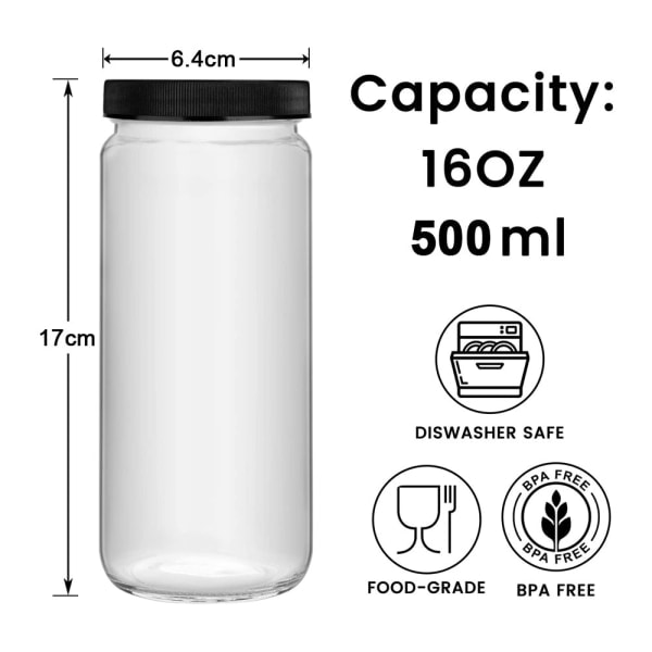 TG 3 stk 500ml glas saftflaske, rejse glas drikkeflaske