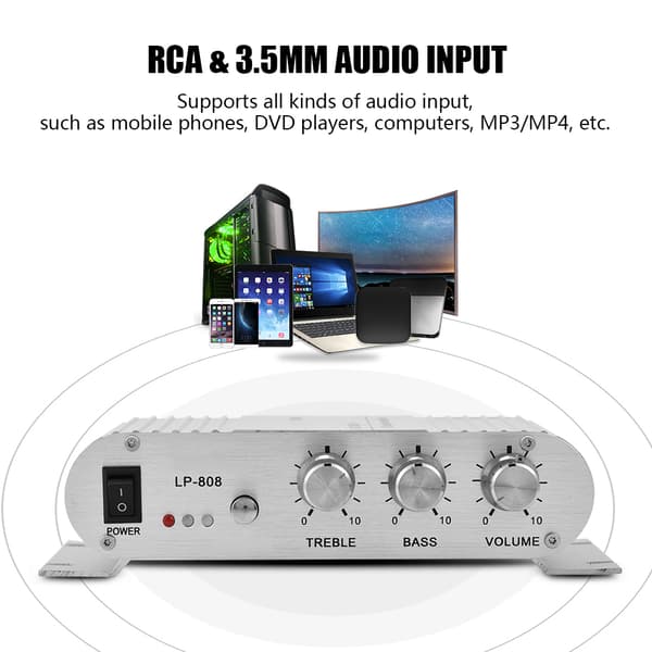 20W Mini 2-kanals HiFi stereo basforstærker