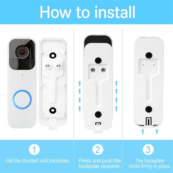 Erstatningsplade til Blink Video Doorbell, bagplade med tilbehør (hvid-2-pak)