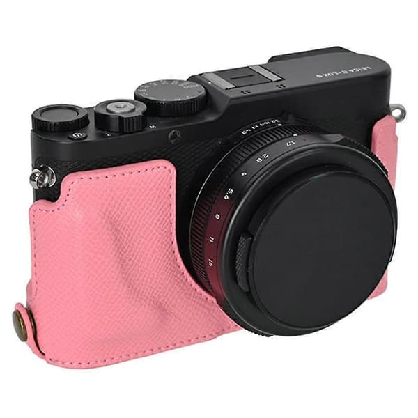 For Leica D-Lux 8 Camera Case PU Leather Protective Cover with Lens Cap - Pink