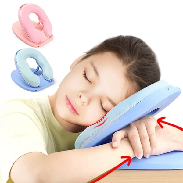 Nap Pillow, Neck Pillow, Foldable Desk Sleeping Pillow, Memory Foam Pillow, Neck Support for Students Adults Napping, Blue