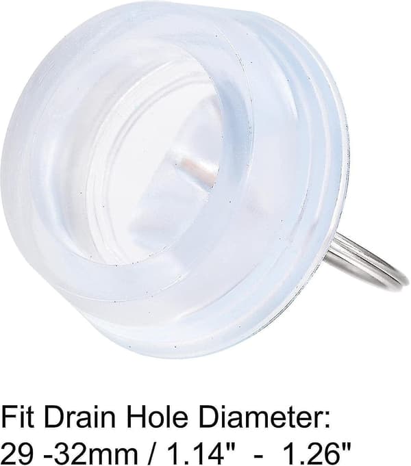Gummivaskprop, afløbsprop transparent blå pasform 29-32mm med ophængsring 2 stk.