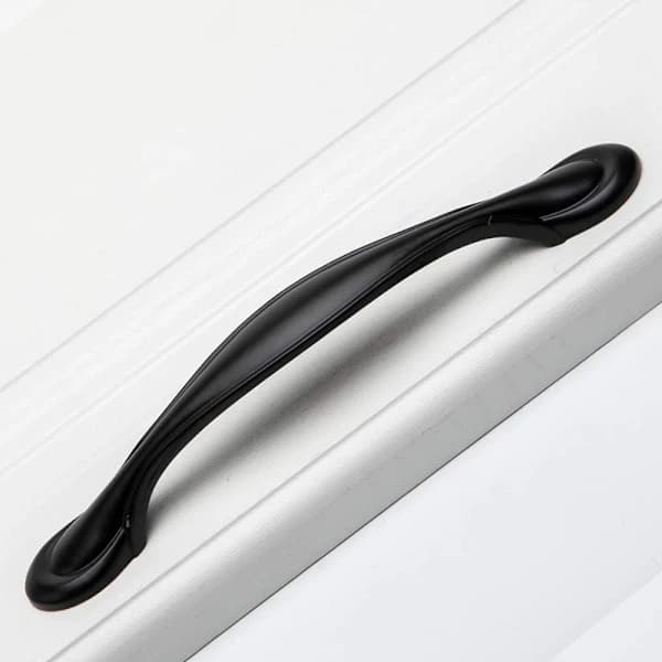10-pack Flat Black Traditional Curved Kitchen Cabinet Handle Pull 128mm Hole Center