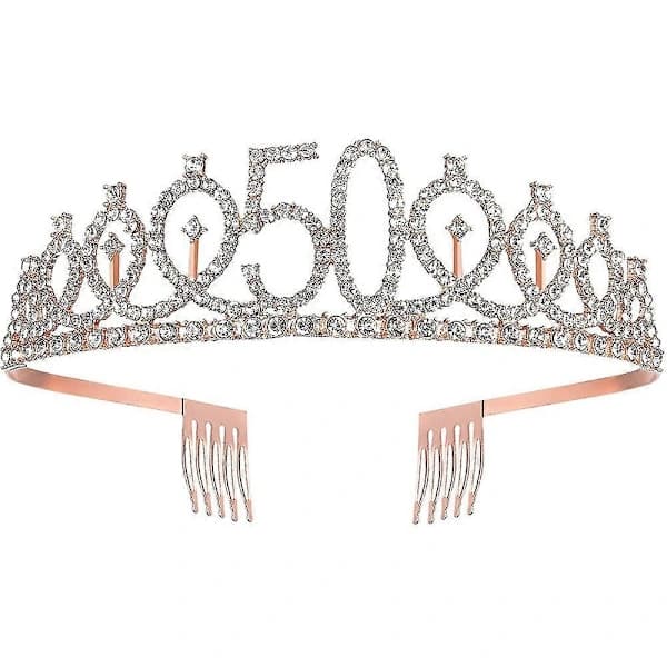 50-årsdag Rosegull Skjerf Krone 50 Skjerf Tiara Tilbehør For Kvinner Damer