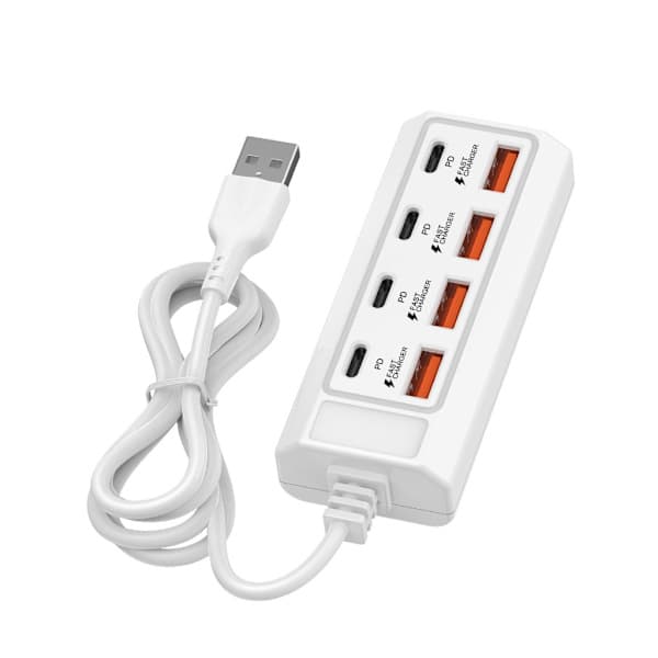 8-porters USB-lader Type C USB-veggladeradapter Multiport Hurtiglading