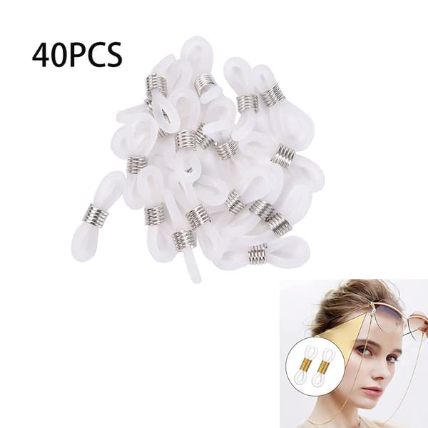 40 st (transparent vit + vit K silikonring) gummiögonglaskedja