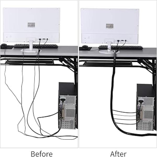 Sort og grå, kabelbeskytter 2-pak, fleksibelt sortiment 2x3M PE-kabel