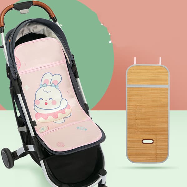 Stroller Cooling Pad Cute Pattern Stroller Cooling Bamboo Mat Breathable Universal Seat Cushion Rabbit