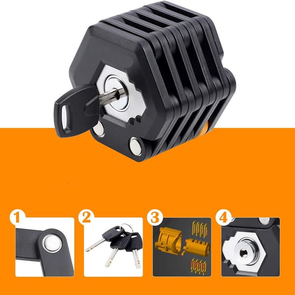 Compact and Lightweight Foldable Bicycle Lock, Robust and Durable for High Security, Quick Installation with High-Quality Mounting Bracket and Smart Design