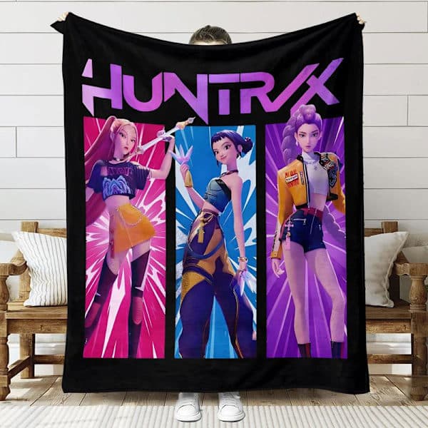 Huntrix K-Pop Trykt Teppe | Flanellteppe for Sofa og Seng (Anime Tema) 70+100cm 22