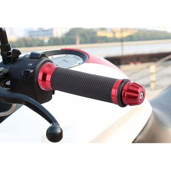 Motorcycle Handlebars CNC Aluminum Rubber Handlebars 1 Pair 7/8\" Bike Handlebars (Red)