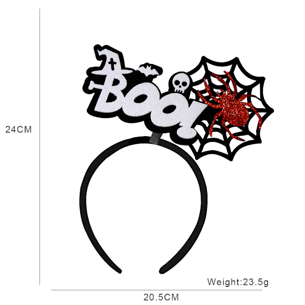 Halloween Hodebånd Edderkoppnett Hvit Flaggermus Skalle Hexehatt Hårtilbehør Hodebånd for Kvinner og Gutter Hodebånd Rød Edderkopp