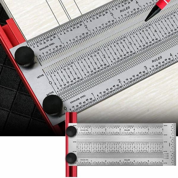 Precision T-Tip Marking Ruler, 6 Inch (15.2 cm) Stainless Steel Positioning Line Gauge, Carpenter T-Tip Marking Ruler
