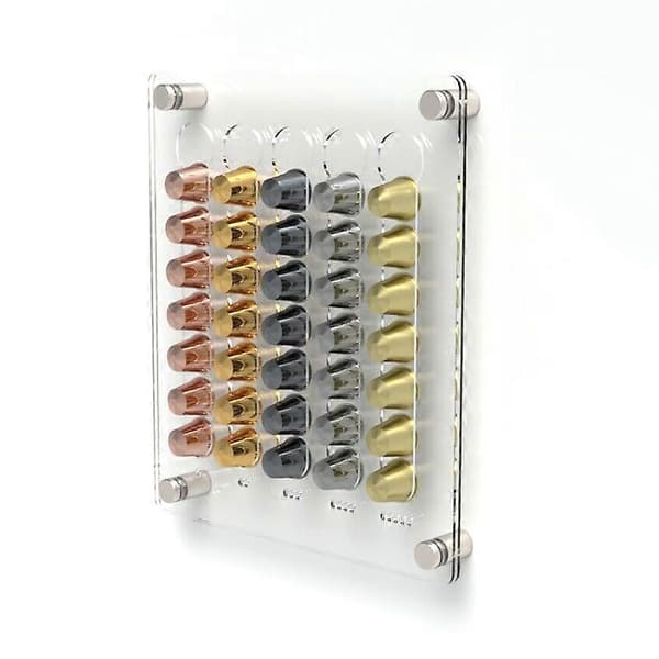 Coffee Pod Holder Wall Mounted Transparent Acrylic Coffee Pod Holder White White