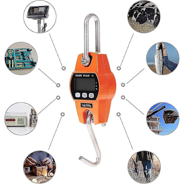 Electronic Scale 300kg Hanging Hook Scale LCD Dynamometer Industrial Hook Scale Weight Scale 300kg/600lbs