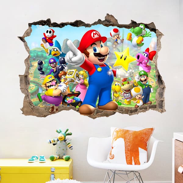 3D Mario veggdekor for barnerom, barnerom, veggdekorasjon