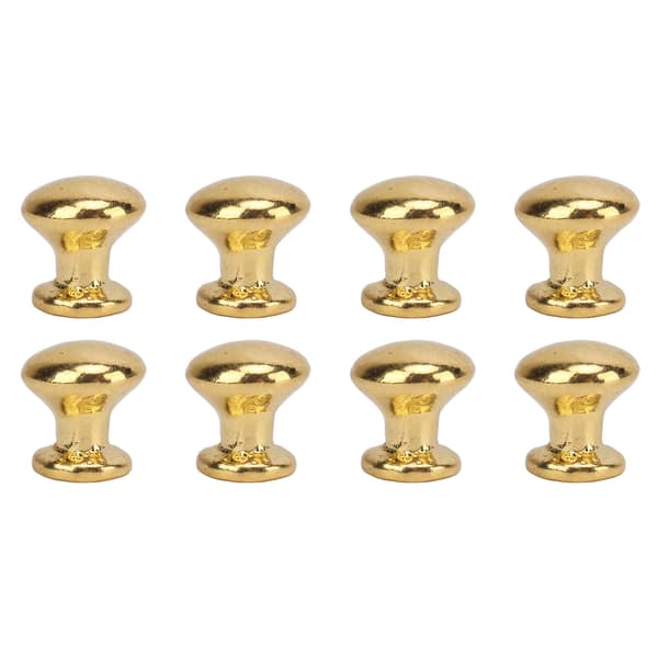 8pcs 1:12 Miniature Round Head Pull Handle Metal Simple Style Dollhouse Door Handle Knobs Gold