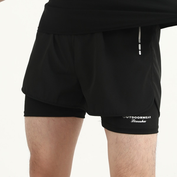 Herr svart baddräkt och våtdräkt: solskydd, snabbtorkande, delad långärmad dubbelskiktshorts XL (120-138 pund)