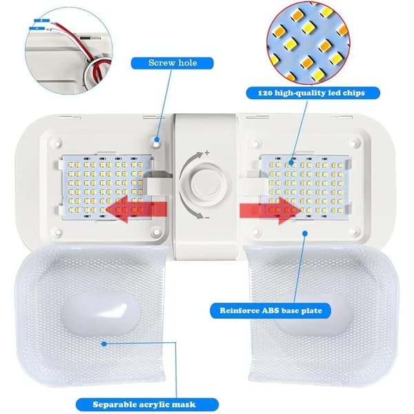 12V LED Ceiling Light for Caravan, Dimmable Ceiling Light with Memory Function, White/Yellow/Warm Light, Compatible with Campers and Trucks (2 Pieces)