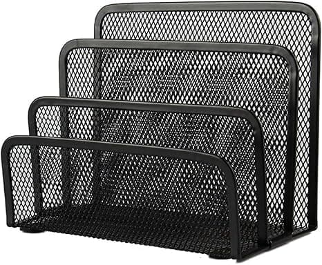 Liten brevsorterer Skrivebordsfilholder Organizer Metallnett med 3 rom