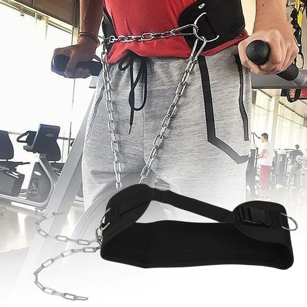 Dip Belt with Chain Pull Up Belt with Buckle for Weightlifting Training Gym Accessory