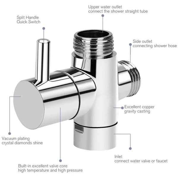 Toveisbryter kran 1/2 ventiladapter baderom dusj kran avledning dusjventil avleder dusjhode omformer