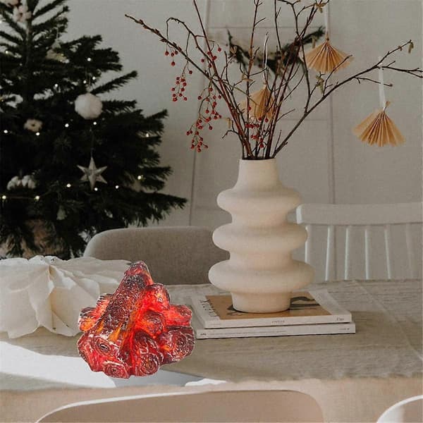 LED Artificial Flame Light, Flameless Fireplace Light LED Fireplace with Realistic Log