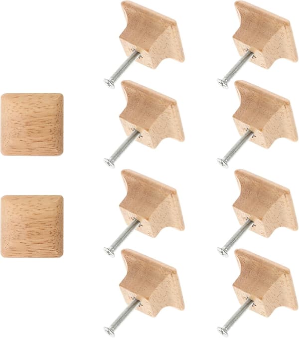 10 pcs Square Wooden Knobs Wooden Cabinet Handles Wardrobe Pulls