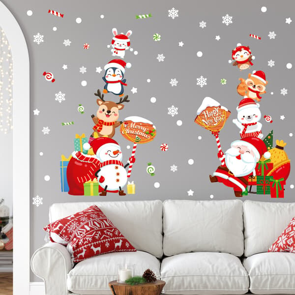 1 set julväggdekaler, avtagbara, jul-DIY-väggdekal