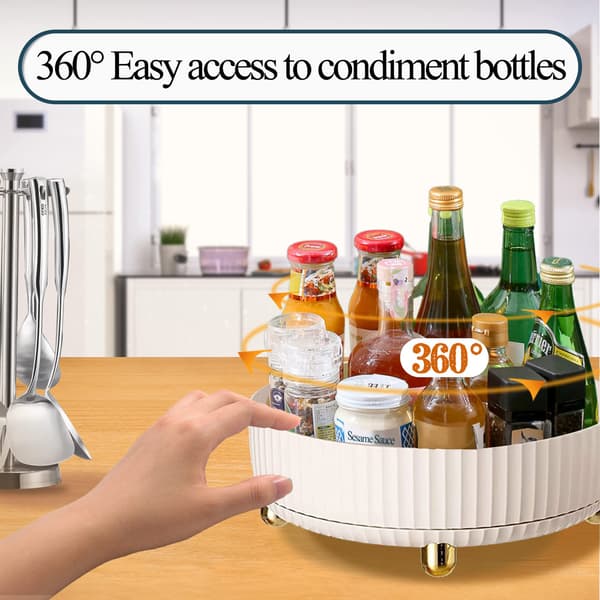 Striped Fence Rotating Storage Rack, Cabinet Turntable, 360 Rotating Makeup Organizer, Kitchen Turntable, Perfume Tray