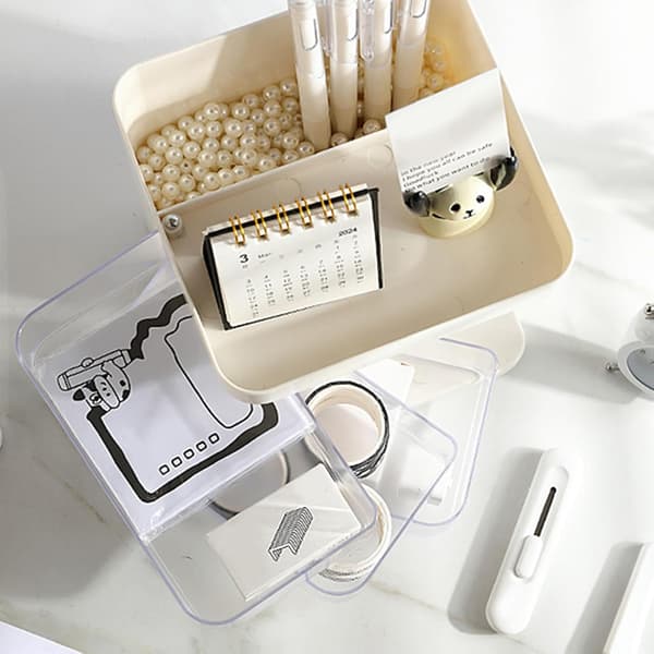 Makeup and Skincare Organizer, Layered Makeup Storage Box, Cosmetic Storage Box, Office Makeup Organizer, Makeup Storage Box[DB] White. White.