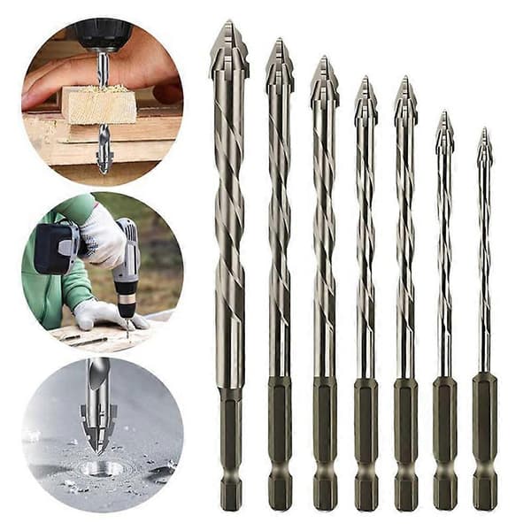 Excentriske bor til metal, effektive højhastigheds tørbor, sæt til fliser og beton [DB] 7 stk. 7PCs