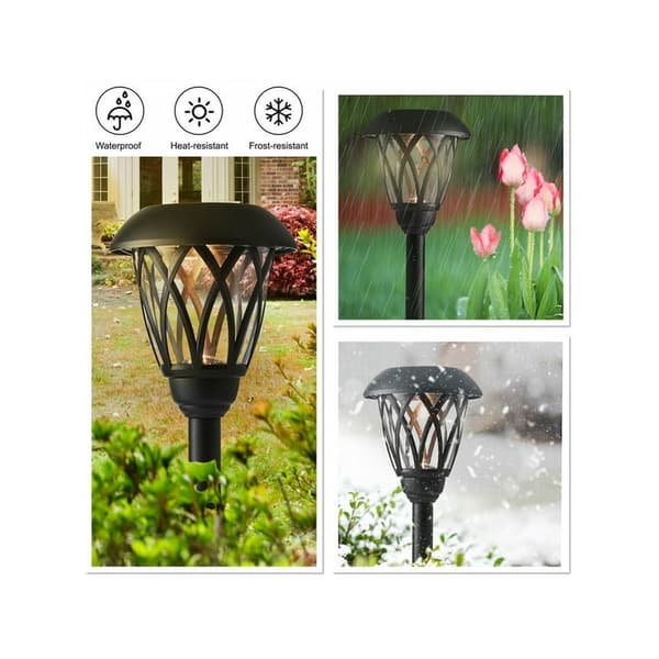 Black Trellis LED Solar Landscape Path Light with Glass Lens