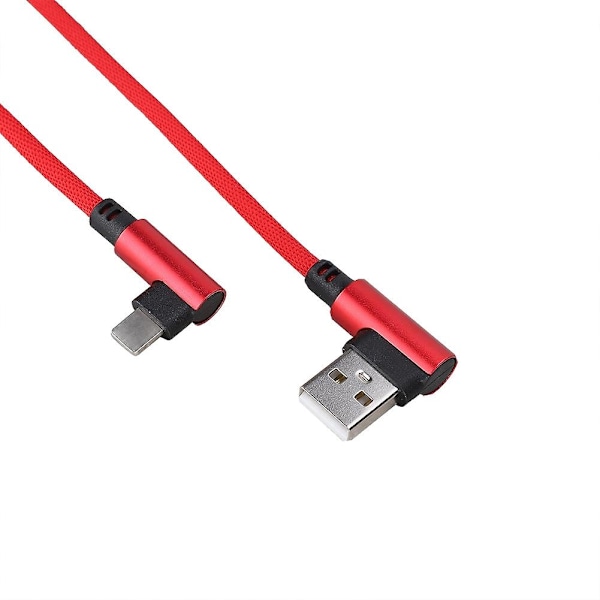 1M Vinklad Mobilspels Snabbladdnings USB-Datakabel kompatibel med iPhone/(Röd)-YM