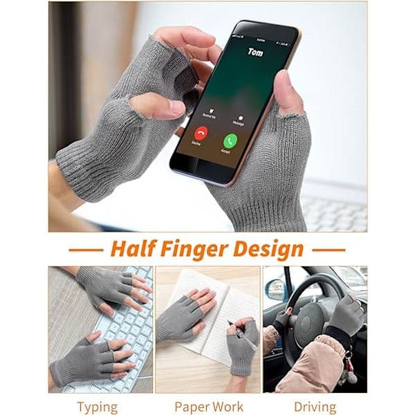 2 par vinter fingerløse handsker, unisex varme termiske halvfingre