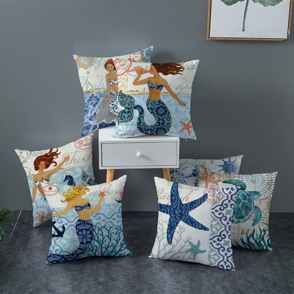 Mediterranean Digital Print Peach Skin Pillowcase In Articles For 21